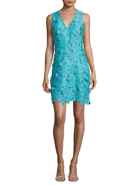 michael michael kors floral appliqué lace dress turquoise|Floral Lace Dress .